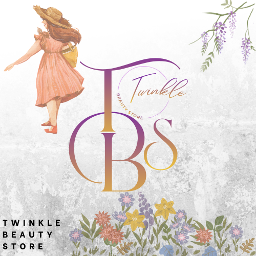 Advertisement for Twinkle Beauty Store with a woman in a dress and hat, flowers, and the store's logo.